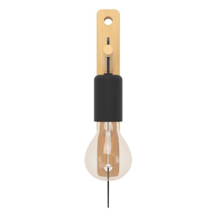 Eglo - Φωτιστικό τοίχου 1xE27/10W/230V καουτσουκόδεντρο καφέ/μαύρο