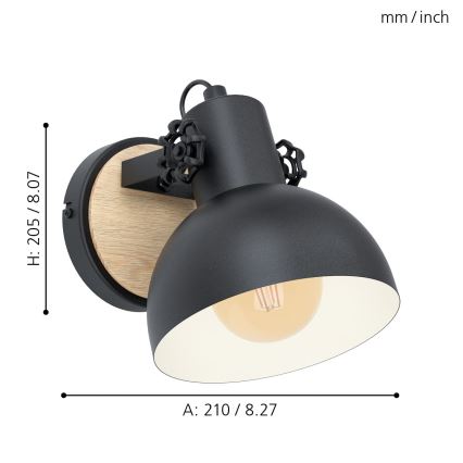 Eglo - Φωτιστικό τοίχου 1xE27/28W/230V