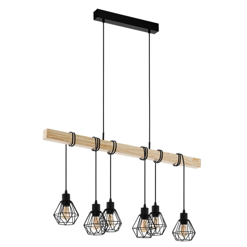 Eglo -Κρεμαστό φωτιστικό οροφής TOWNSHEND 6xE27/60W/230V - FSC πιστοποιημένο