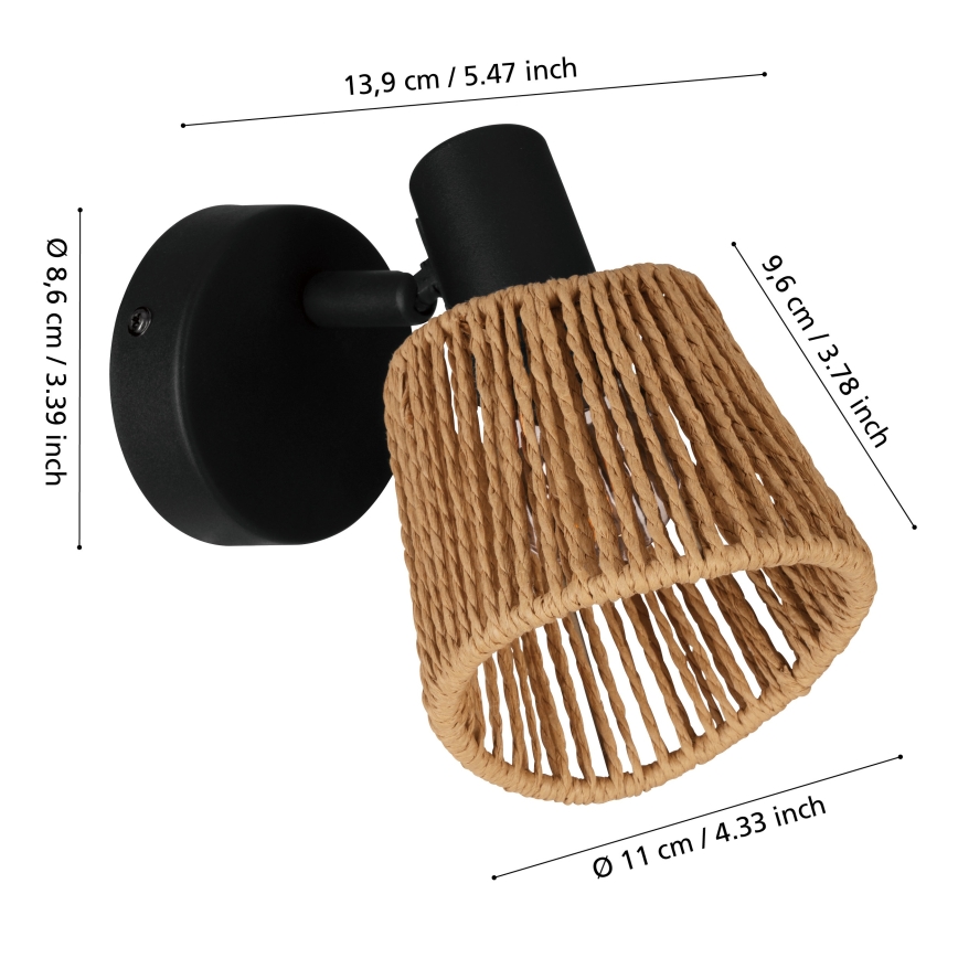 Eglo - Επιτοίχιο φωτιστικό σποτ 1xE14/10W/230V μαύρο/μπεζ