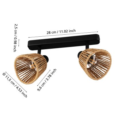 Eglo - Σποτ οροφής 2xE14/10W/230V μαύρο/μπεζ