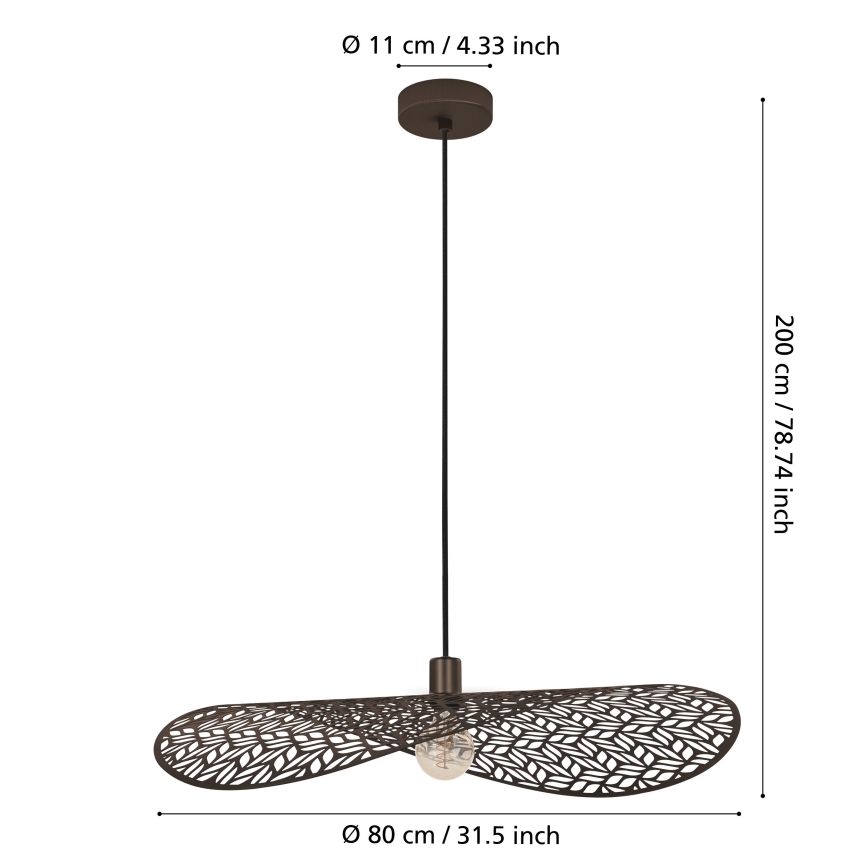 Eglo - Κρεμαστό φωτιστικό με καλώδιο 1xE27/60W/230V Ø 80 cm, μπρονζέ