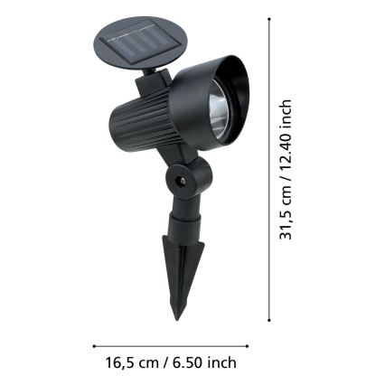 Eglo - Σετ 3 τεμ. LED ηλιακό φωτιστικό με αισθητήρα LED/200 mAh IP44 μαύρο