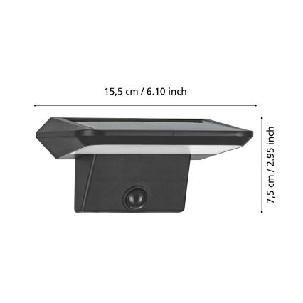 Eglo - LED ηλιακό φωτιστικό τοίχου με αισθητήρα LED/20W/3,7V 2000 mAh IP44