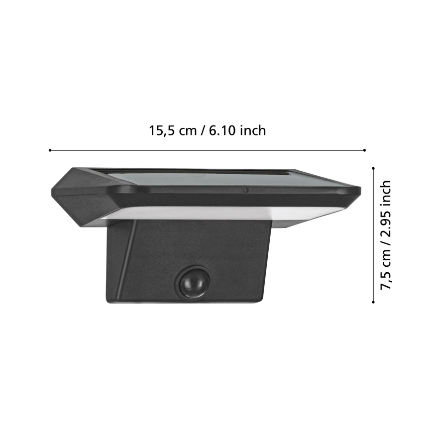 Eglo - LED ηλιακό φωτιστικό τοίχου με αισθητήρα LED/20W/3,7V 2000 mAh IP44