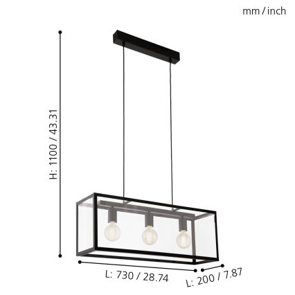 Eglo - Πολύφωτο 3xE27/60W/230V