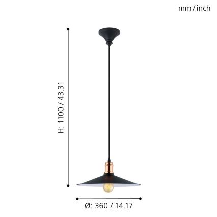 Eglo - Κρεμαστό φωτιστικό με καλώδιο 1xE27/60W/230V