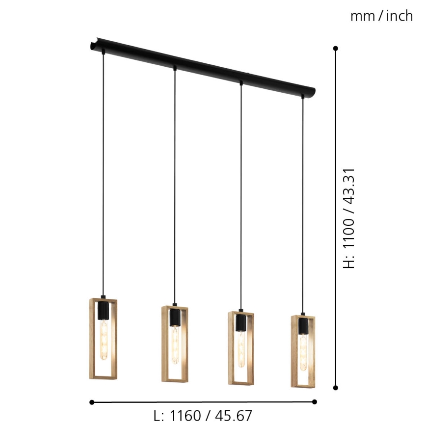Eglo - Πολύφωτο σε σχοινί 4xE27/60W/230V