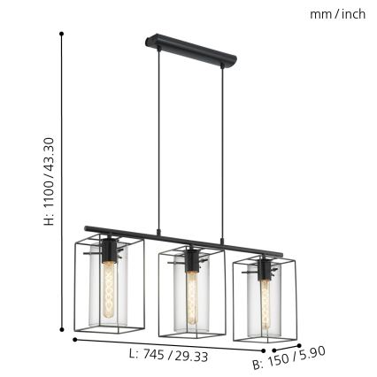 Eglo - Πολύφωτο 3xE27/60W/230V