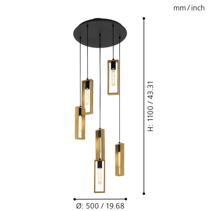 Eglo - Κρεμαστό φωτιστικό οροφής 6xE27/60W/230V