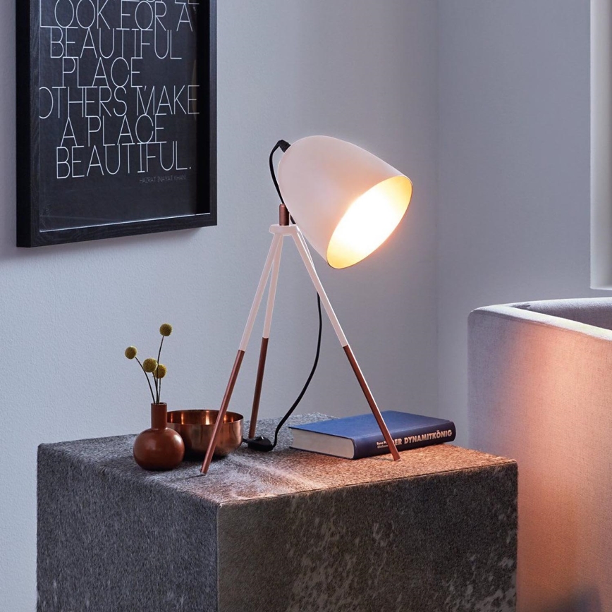 Eglo 49727 - Επιτραπέζιο φωτιστικό CHESTER 1xE27/60W/230V λευκό/χάλκινο