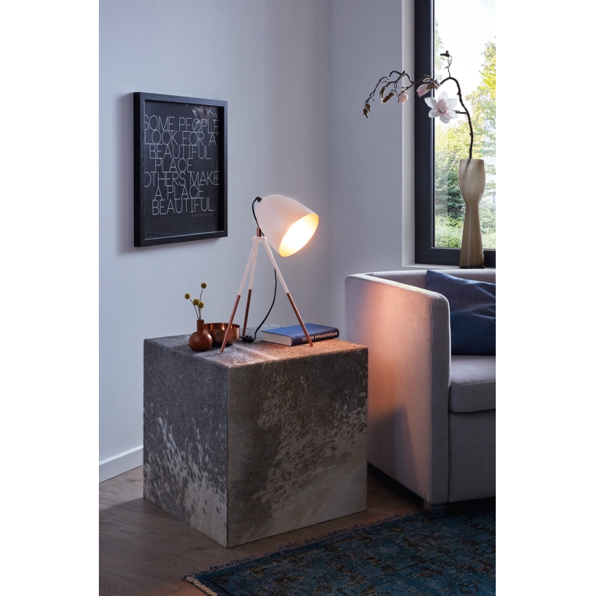Eglo 49727 - Επιτραπέζιο φωτιστικό CHESTER 1xE27/60W/230V λευκό/χάλκινο