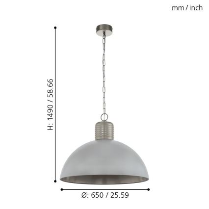 Eglo 49757 - Κρεμαστό φωτιστικό με αλυσίδα COLDRIDGE 1xE27/60W/230V