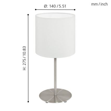 Eglo 54744 - Eπιτραπέζιο φωτιστικό ANADIA 1xE14/40W/230V λευκό/ματ χρώμιο