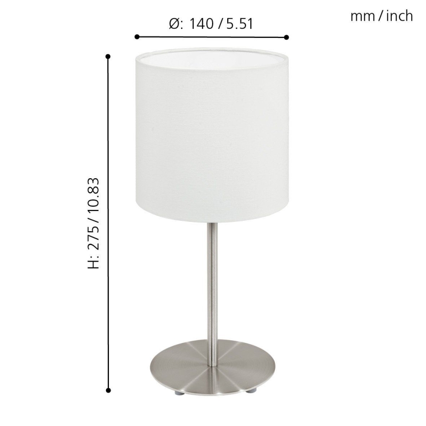 Eglo 54744 - Eπιτραπέζιο φωτιστικό ANADIA 1xE14/40W/230V λευκό/ματ χρώμιο