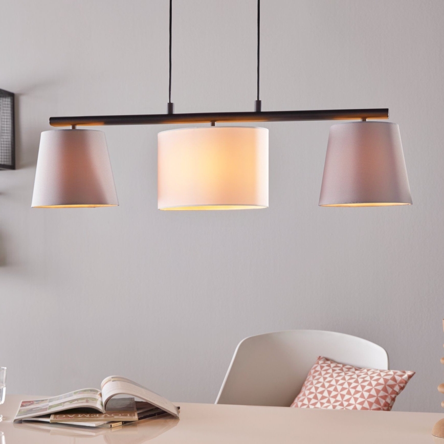 Eglo 55207 - Κρεμαστό φωτιστικό οροφής ALMEIDA 3xE14/25W/230V γκρι