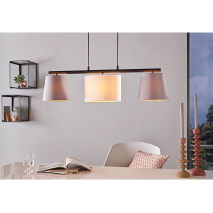 Eglo 55207 - Κρεμαστό φωτιστικό οροφής ALMEIDA 3xE14/25W/230V γκρι