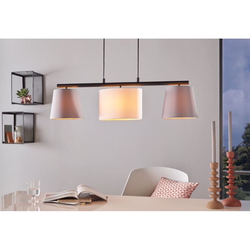 Eglo 55207 - Κρεμαστό φωτιστικό οροφής ALMEIDA 3xE14/25W/230V γκρι