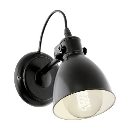 Eglo 55261 - Επιτοίχιο φωτιστικό PRIDDY 1xE27/40W/230V μαύρο