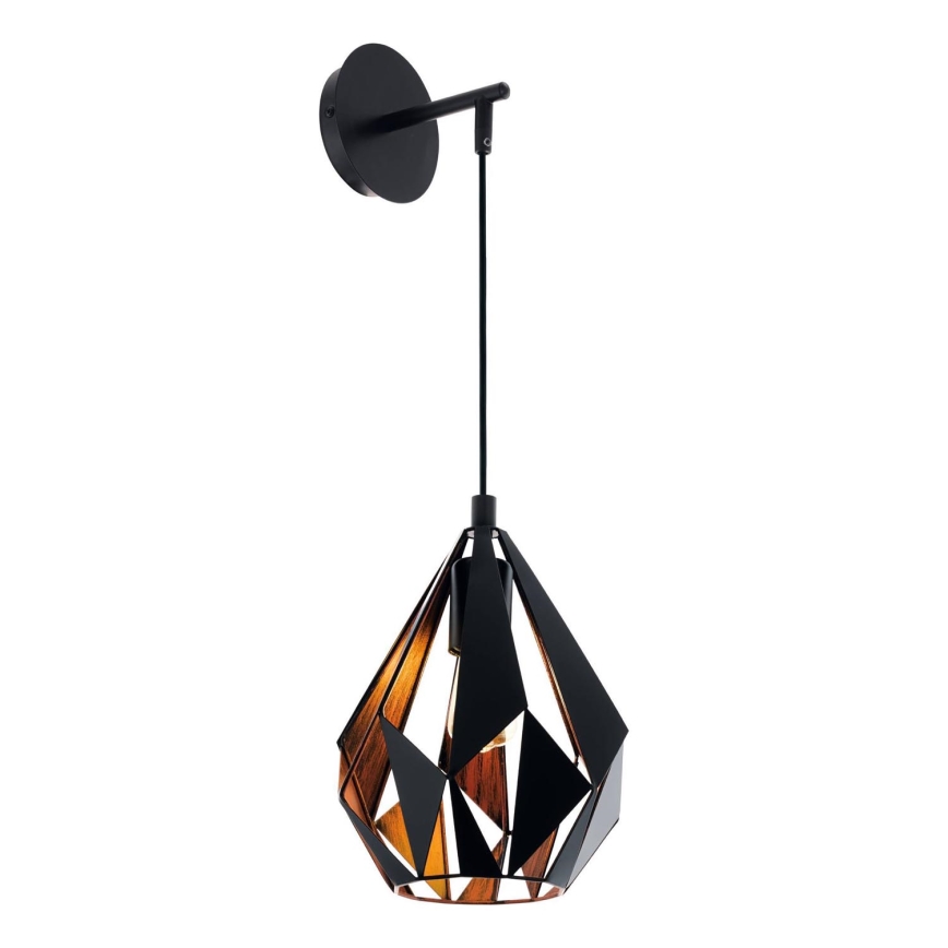 Eglo 62836 - Φωτιστικό τοίχου CARLTON PRO 1xE27/60W/230V μαύρο