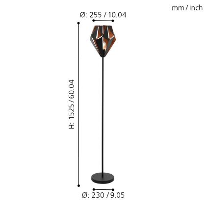Eglo 62838 - Επιδαπέδιο φωτιστικό CARLTON PRO 1xE27/60W/230V μαύρο
