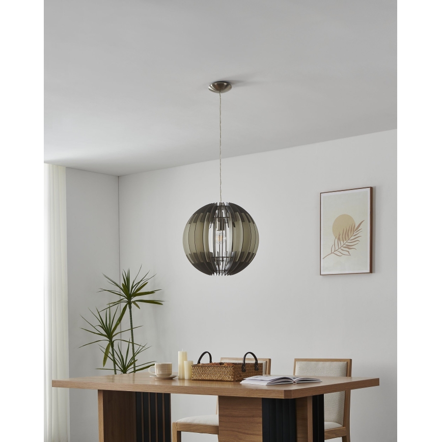 Eglo 63256 - Κρεμαστό φωτιστικό με καλώδιο OLMERO PRO 1xE27/60W/230V Ø 40 cm γκρι/λευκό