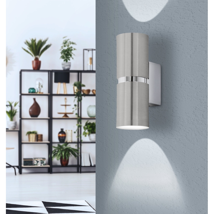 Eglo 64794 - Φωτιστικό τοίχου LED PASSA PRO 2xGU10/3,3W/230V 3000K ματ χρώμιο