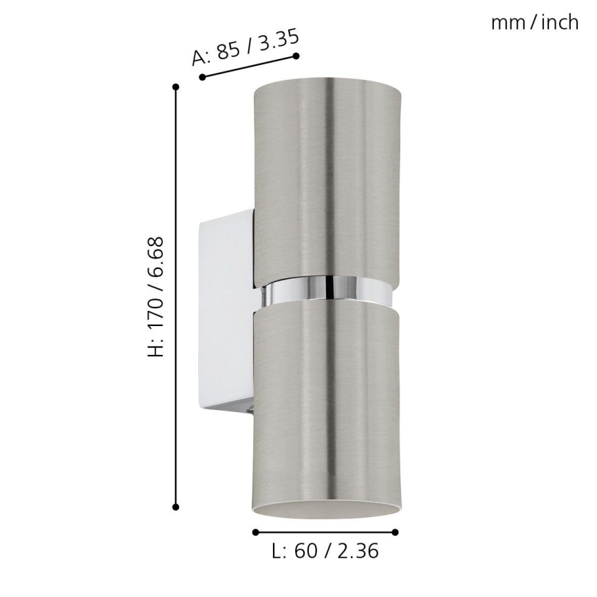 Eglo 64794 - Φωτιστικό τοίχου LED PASSA PRO 2xGU10/3,3W/230V 3000K ματ χρώμιο