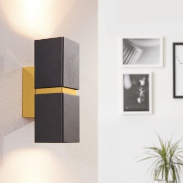 Eglo 64798 - Φωτιστικό τοίχου LED PASSA PRO 2xGU10/3,3W/230V 3000K μαύρο/χρυσό