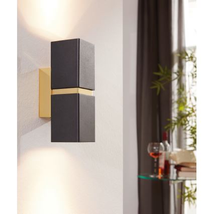 Eglo 64798 - Φωτιστικό τοίχου LED PASSA PRO 2xGU10/3,3W/230V 3000K μαύρο/χρυσό