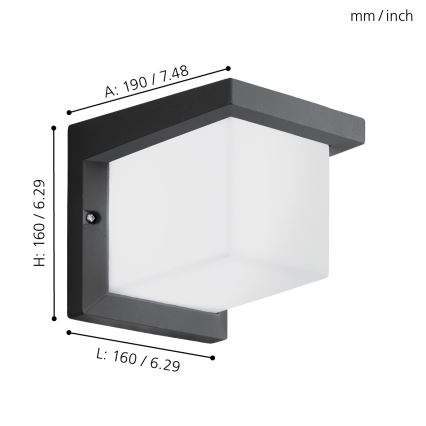 Eglo 65046 - Επιτοίχιο φωτιστικό εξωτερικού χώρου LED DESELLA PRO LED/10W/230V IP54 ανθρακί