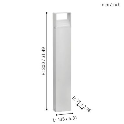 Eglo 65085 - Φωτιστικό LED εξωτερικού χώρου DONINNI PRO LED/5W/230V 3000K 80 cm IP44 λευκό