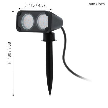 Eglo 75315 - Φωτιστικό LED εξωτερικού χώρου NEMA 2xGU10/2,8W/230V 3000K IP44