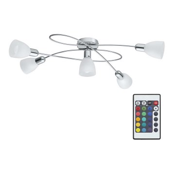 Eglo 75356 - Συνδεδεμένο πολύφωτο s LED a RGB DAKAR-C 5xE14/4W + τηλεχειριστήριο