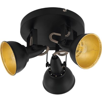 Eglo 75514 - Κατευθυνόμενο φωτιστικό THORNTON 3xE14/28W/230V μαύρο/χρυσό