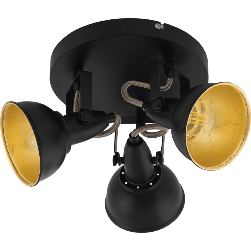 Eglo 75514 - Κατευθυνόμενο φωτιστικό THORNTON 3xE14/28W/230V μαύρο/χρυσό