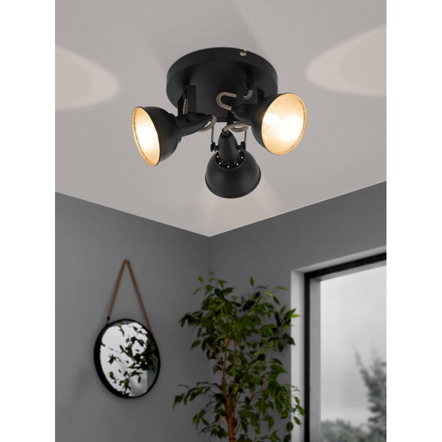 Eglo 75514 - Κατευθυνόμενο φωτιστικό THORNTON 3xE14/28W/230V μαύρο/χρυσό