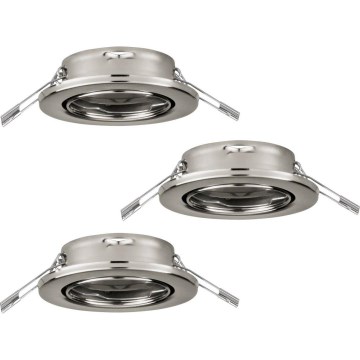Eglo 75675 - ΣΕΤ 3x Χωνευτό φωτιστικό μπάνιου AGULO 1xGU10/35W/230V IP23 ματ χρώμιο