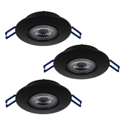 Eglo 75765 - ΣΕΤ 3x Χωνευτό Φωτιστικό LED ZUJAR LED/3,4W/230V μαύρο