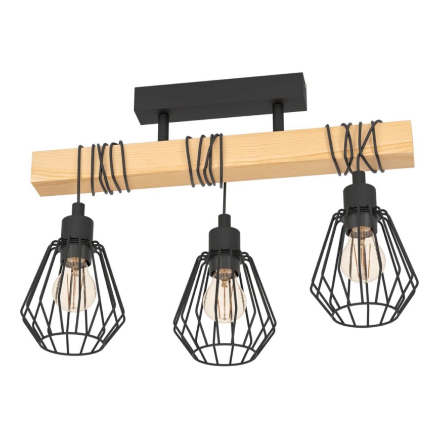 Eglo 780168 - Φωτιστικό οροφής TABODI 3xE27/40W/230V πεύκο/μαύρο