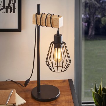 Eglo 780173 - Επιτραπέζιο φωτιστικό TABODI 1xE27/40W/230V πεύκο/μαύρο