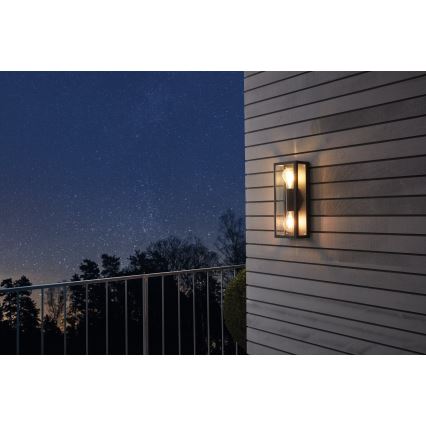 Eglo 780426 - Επιτοίχιο φωτιστικό εξωτερικού χώρου ALGECIRAS 2xE27/60W/230V IP44 μαύρο