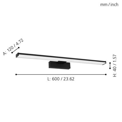 Eglo 780431 - Φωτισμός καθρέφτη μπάνιου LED BETETA LED/11W/230V 60 cm IP44 μαύρο