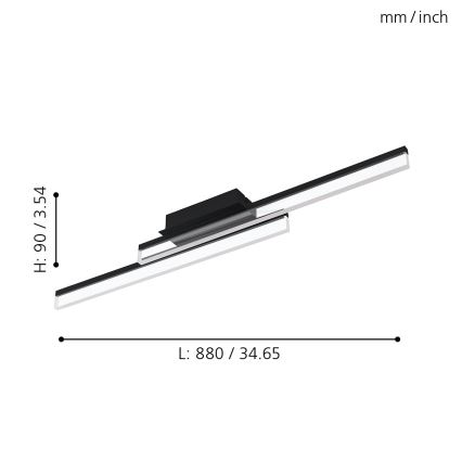 Eglo 780433 - Φωτιστικό οροφής μπάνιου LED YANGUAS 2xLED/11W/230V 3000K IP44 μαύρο