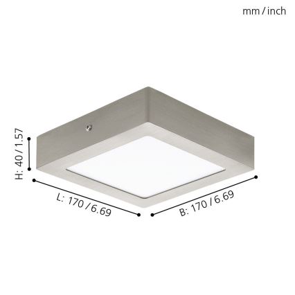 Eglo 78215 - Φωτιστικό οροφής LED FUEVA LED/10,9W/230V 17x17 cm ματ χρώμιο