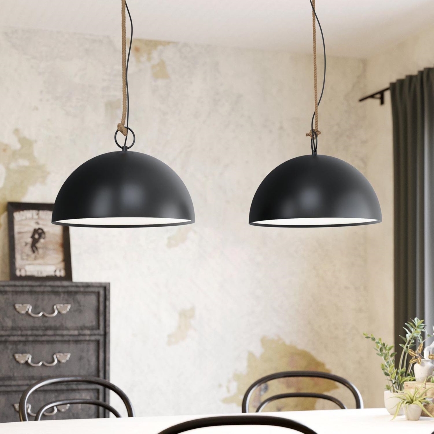 Eglo 78444 - Κρεμαστό φωτιστικό οροφής HODSOLL 2xE27/40W/230V μαύρο/καφέ