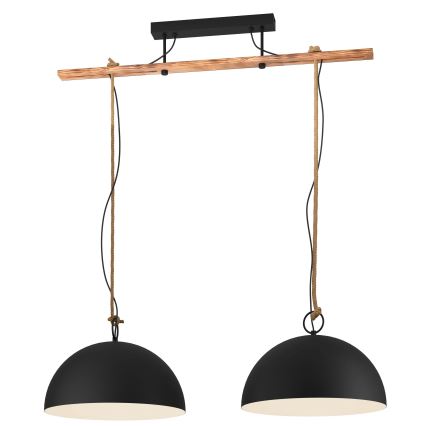 Eglo 78444 - Κρεμαστό φωτιστικό οροφής HODSOLL 2xE27/40W/230V μαύρο/καφέ