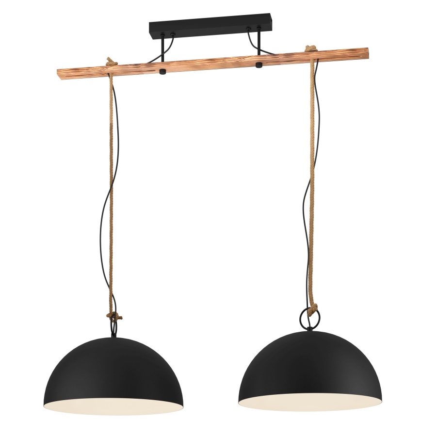 Eglo 78444 - Κρεμαστό φωτιστικό οροφής HODSOLL 2xE27/40W/230V μαύρο/καφέ