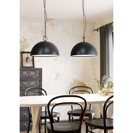 Eglo 78444 - Κρεμαστό φωτιστικό οροφής HODSOLL 2xE27/40W/230V μαύρο/καφέ