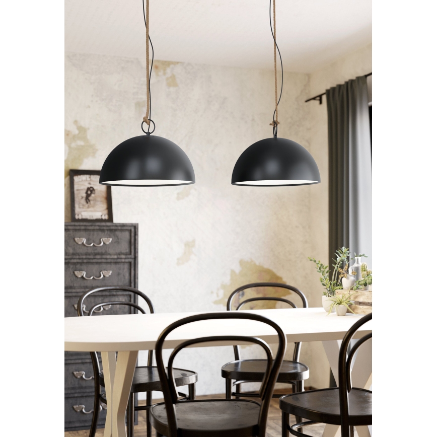 Eglo 78444 - Κρεμαστό φωτιστικό οροφής HODSOLL 2xE27/40W/230V μαύρο/καφέ